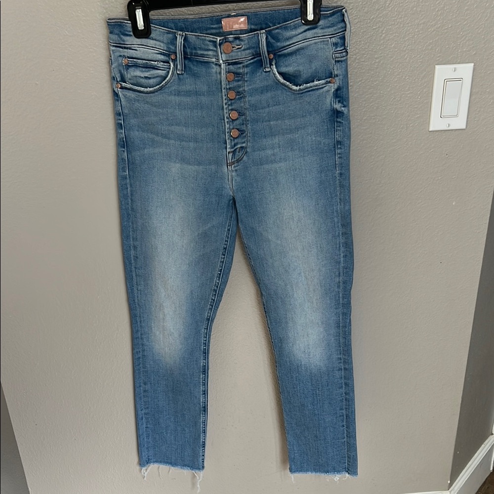 Mother The Pixie Dazzler Ankle Fray Jeans in Au Revoir size 29